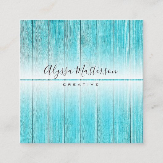 Modern Rustic Weathered Turquoise Barnwood Vierkante Visitekaartje (Voorkant)