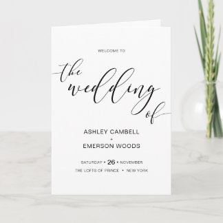 Modern Rustic Wedding Ceremony Folded Program Programma