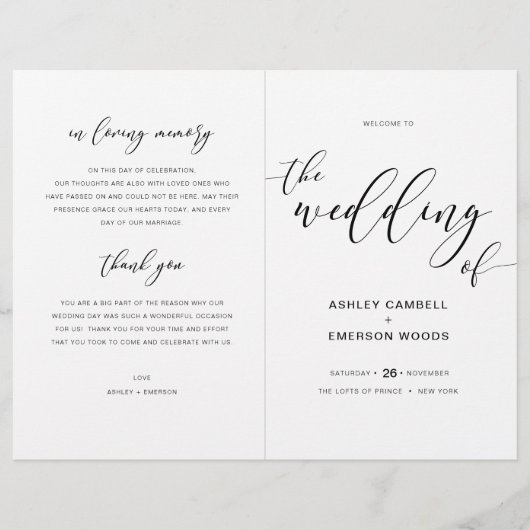 Modern Rustic Wedding Ceremony Program Booklet (Voorkant)
