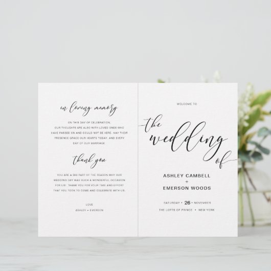 Modern Rustic Wedding Ceremony Program Booklet (Staand voorkant)