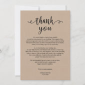 Modern Rustic Wedding Dank je, Brown Kraft Kaart (Voorkant)