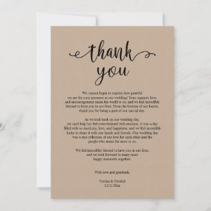 Modern Rustic Wedding Dank je, Brown Kraft Kaart