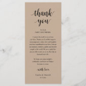 Modern Rustic Wedding Dinner Thank You Card Programmakaart (Voorkant)