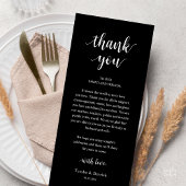 Modern Rustic Wedding Dinner Thank You Card Programmakaart