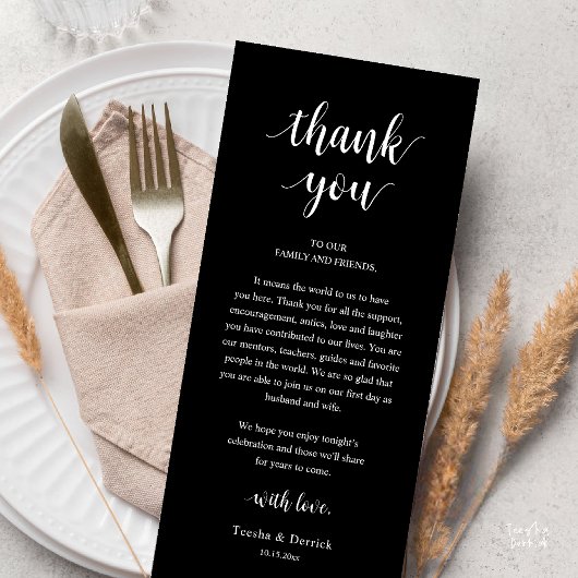 Modern Rustic Wedding Dinner Thank You Card Programmakaart