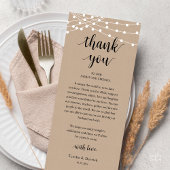 Modern Rustic Wedding Dinner Thank You Card Programmakaart