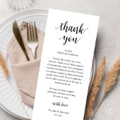 Modern Rustic Wedding Dinner Thank You Card Programmakaart