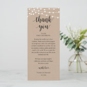 Modern Rustic Wedding Dinner Thank You Card Programmakaart (Staand voorkant)