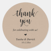 Modern Rustic Wedding Dinner Thank You Gifts  Ronde Sticker (Voorkant)