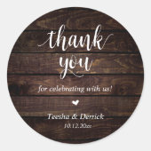 Modern Rustic Wedding Dinner Thank You Gifts  Ronde Sticker (Voorkant)