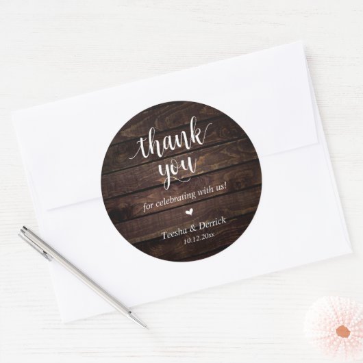 Modern Rustic Wedding Dinner Thank You Gifts  Ronde Sticker (Envelop)