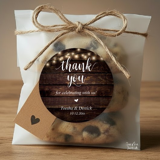 Modern Rustic Wedding Dinner Thank You Gifts  Ronde Sticker