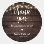 Modern Rustic Wedding Dinner Thank You Gifts  Ronde Sticker (Voorkant)
