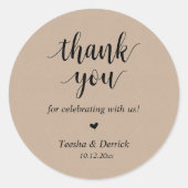 Modern Rustic Wedding Dinner Thank You Gifts  Ronde Sticker (Voorkant)