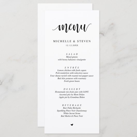 Modern Rustic Wedding Elopement Menu (Voorkant / Achterkant)
