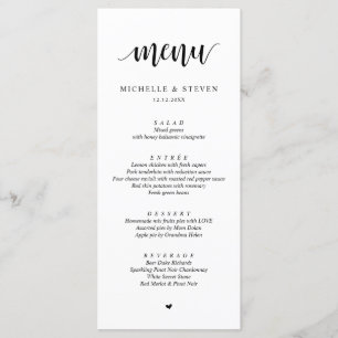 Modern Rustic Wedding Elopement Menu