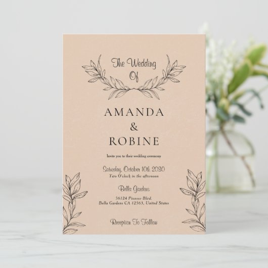 Modern Rustic Wedding Kaart (Staand voorkant)