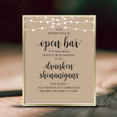 Modern Rustic Wedding Open Bar Drunken Shenanigans Poster
