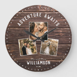 Modern Rustic Wedding Photo Collage Keepslag Grote Klok