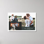 Modern Rustic Wedding Photo Collage Leaf Monogram Canvas Afdruk (Voorkant)
