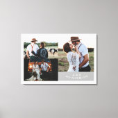 Modern Rustic Wedding Photo Collage Leaf Monogram Canvas Afdruk (Voorkant)