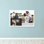 Modern Rustic Wedding Photo Collage Leaf Monogram Canvas Afdruk (Insitu (Houten vloer))