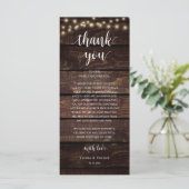 Modern Rustic Wedding Reception Thank You Card Programmakaart (Staand voorkant)