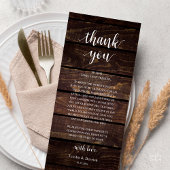 Modern Rustic Wedding Reception Thank You Card Programmakaart