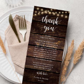 Modern Rustic Wedding Reception Thank You Card Programmakaart