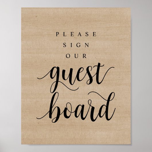 Modern Rustic Wedding Sign Ons Poster van het gast (Voorkant)