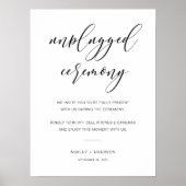Modern Rustic Wedding Unplugged Ceremony Sign Poster (Voorkant)