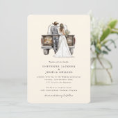 Modern Rustic Western Photo Wedding Invitation  Kaart (Staand voorkant)