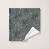 Modern Rustic Winter Pine Pattern Bad Handdoek (Wasdoekje)