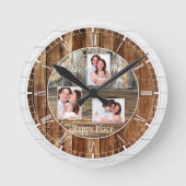 Modern Rustic Wood 3 Foto's Ronde Klok (Voorkant)