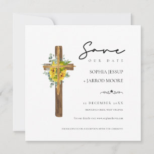 Modern Rustic Wood Cross Botanical Wedding Save The Date