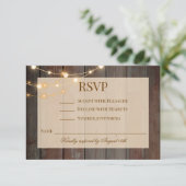 Modern Rustic Wood Floral Lights RSVP Card (Staand voorkant)