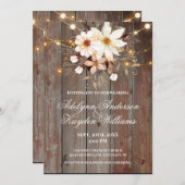 Modern Rustic Wood Floral Lights Wedding  Kaart (Voorkant / Achterkant)