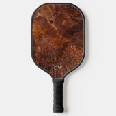 Modern Rustic Wood Monogrammed Pickleball Paddle (Voorkant)