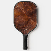 Modern Rustic Wood Monogrammed Pickleball Paddle (Achterkant)