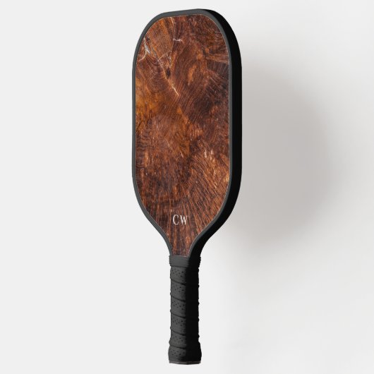 Modern Rustic Wood Monogrammed Pickleball Paddle (Links)