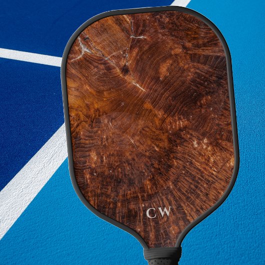 Modern Rustic Wood Monogrammed Pickleball Paddle