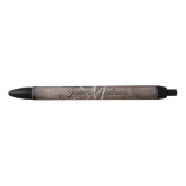 Modern Rustic Wood Monogrammed Zwarte Inkt Pen (Voorkant)