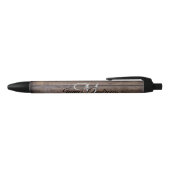 Modern Rustic Wood Monogrammed Zwarte Inkt Pen (Bovenkant)