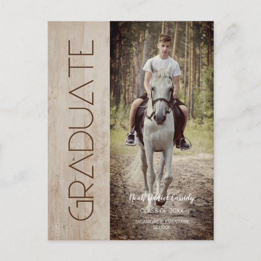 Modern Rustic Wood Photo Unisex Afstuderen Briefkaart (Voorkant)