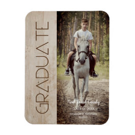 Modern Rustic Wood Photo Unisex Afstuderen Magneet