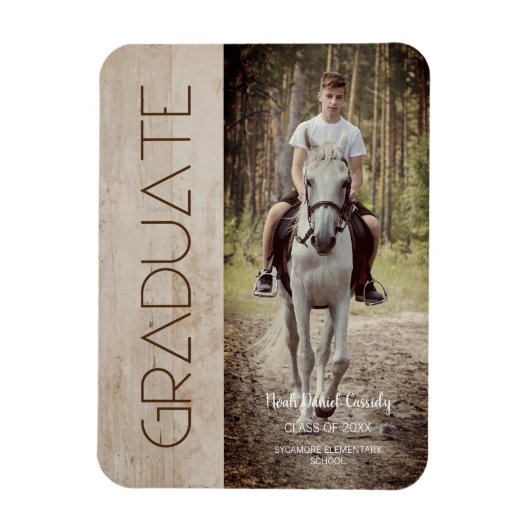 Modern Rustic Wood Photo Unisex Afstuderen Magneet (Verticaal)