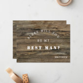 Modern Rustic Wood, Will You Be My Best Man Card Notitiekaartje (Voorkant / Achterkant in situ)