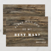 Modern Rustic Wood, Will You Be My Best Man Card Notitiekaartje (Voorkant / Achterkant)