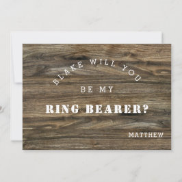 Modern Rustic Wood zal je zijn mijn Ring Bearer Ca Notitiekaartje