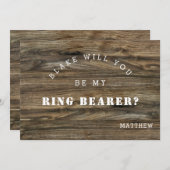 Modern Rustic Wood zal je zijn mijn Ring Bearer Ca Notitiekaartje (Voorkant / Achterkant)